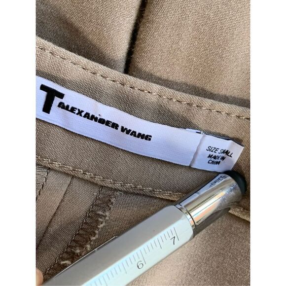 T by Alexander Wang Slim Stretch Pants with Ankle Zipper Beige Tan Size S - Picture 8 of 12